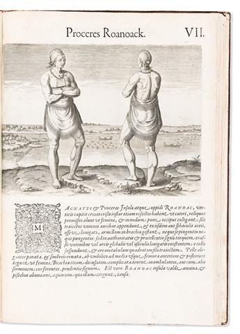 (VIRGINIA.) Thomas Hariot. Admiranda narratio fida tamen, de commodis et incolarum ritibus Virginiae